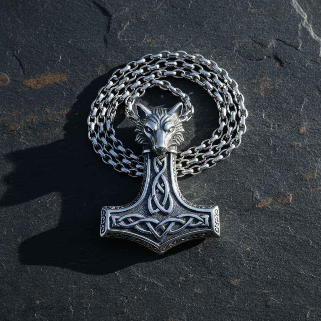 Nordic Viking Necklace Flat Lay
